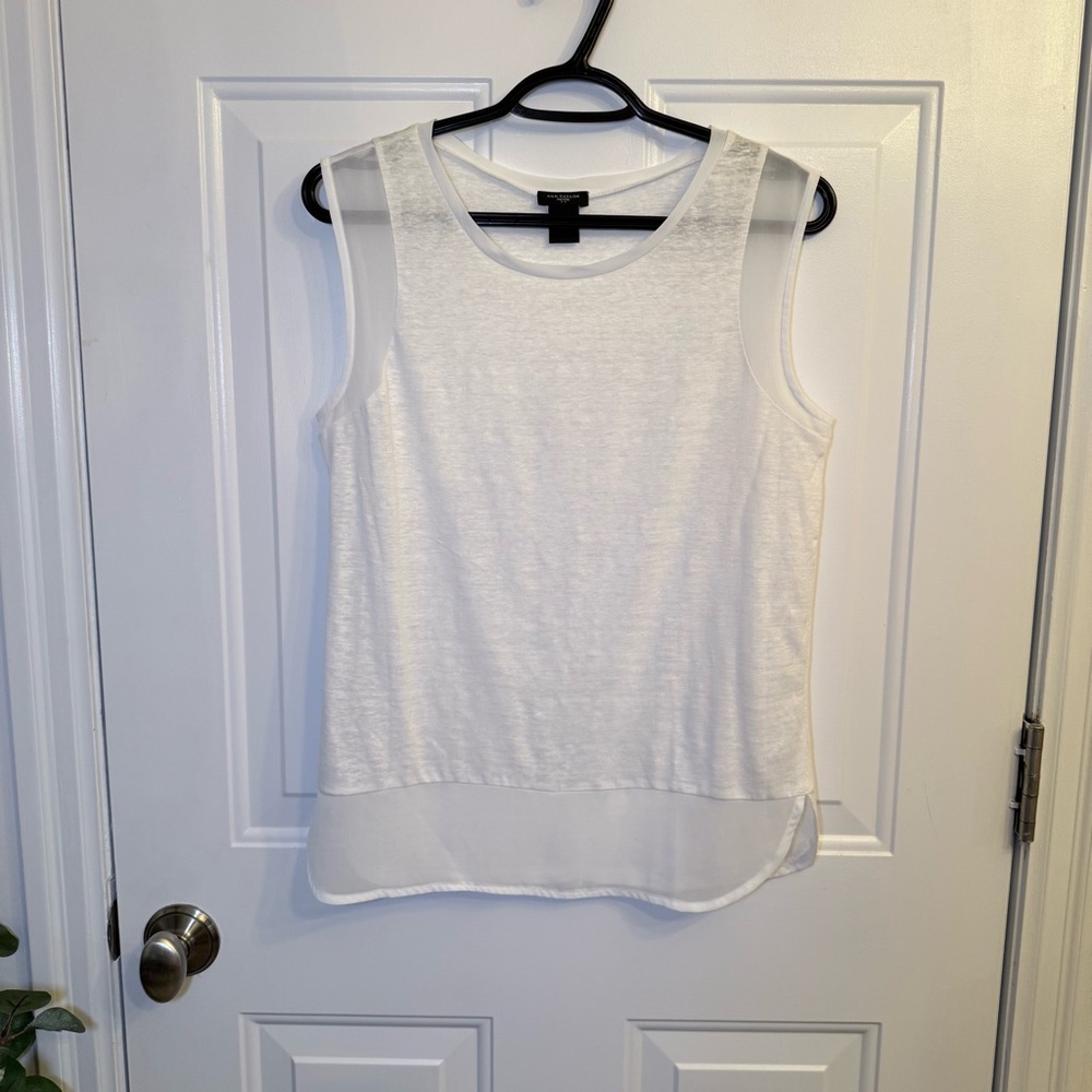 Ann Taylor White Linen Tank Top